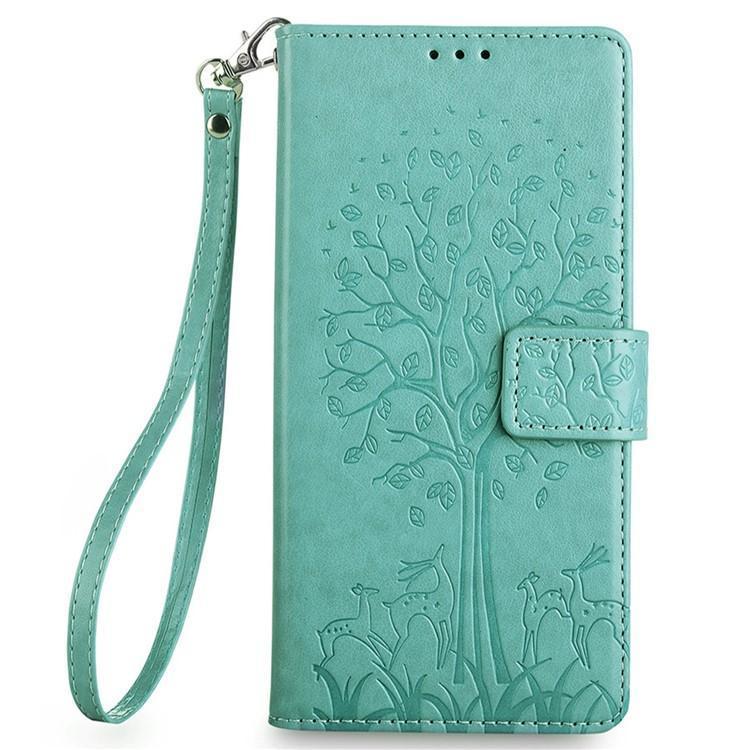 For Redmi 15C 5G / 4G Global 171mm Tree & Deer Embossed Leather Phone Case