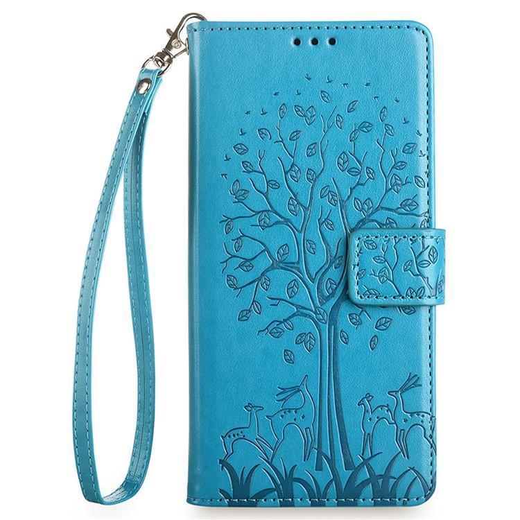 For Redmi 15C 5G / 4G EU 173mm Tree & Deer Embossed Leather Phone Case