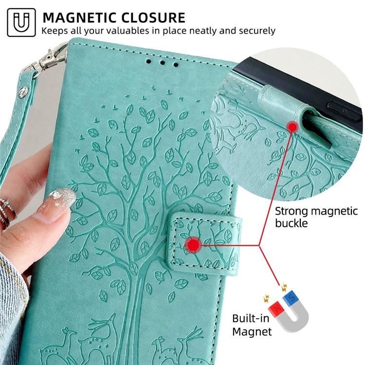 For Redmi K90 / Poco F8 Pro Tree & Deer Embossed Leather Phone Case