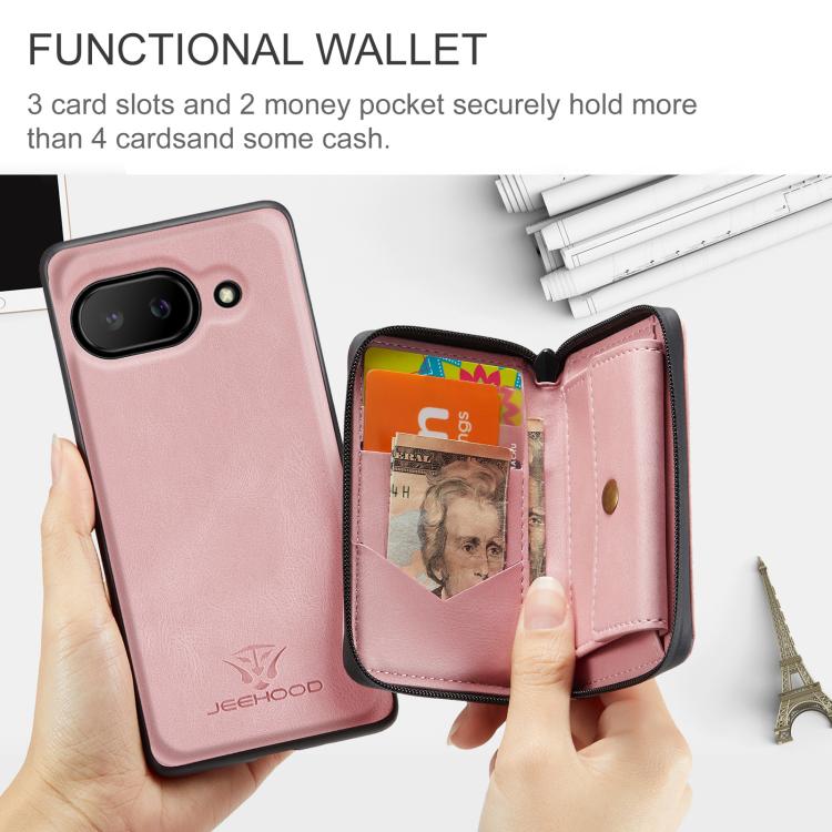 For Google Pixel 9a JEEHOOD J02 Magnetic Zipper Horizontal Flip Leather Phone Case