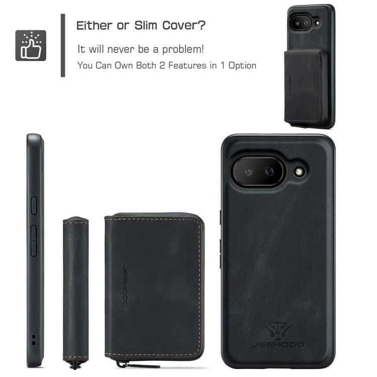 For Google Pixel 9a JEEHOOD J02 Magnetic Zipper Horizontal Flip Leather Phone Case