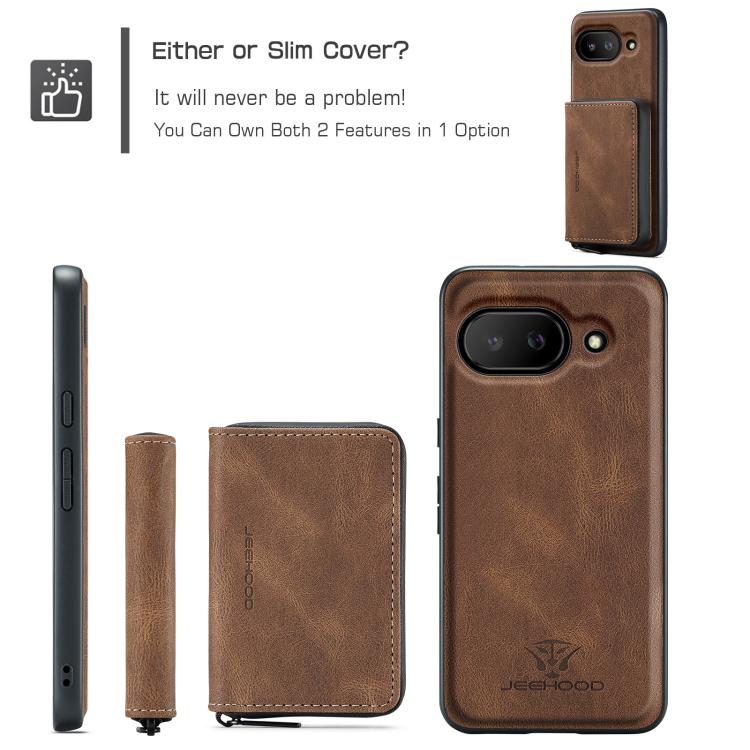 For Google Pixel 9a JEEHOOD J02 Magnetic Zipper Horizontal Flip Leather Phone Case
