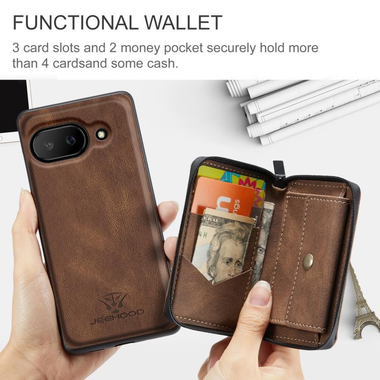 For Google Pixel 9a JEEHOOD J02 Magnetic Zipper Horizontal Flip Leather Phone Case