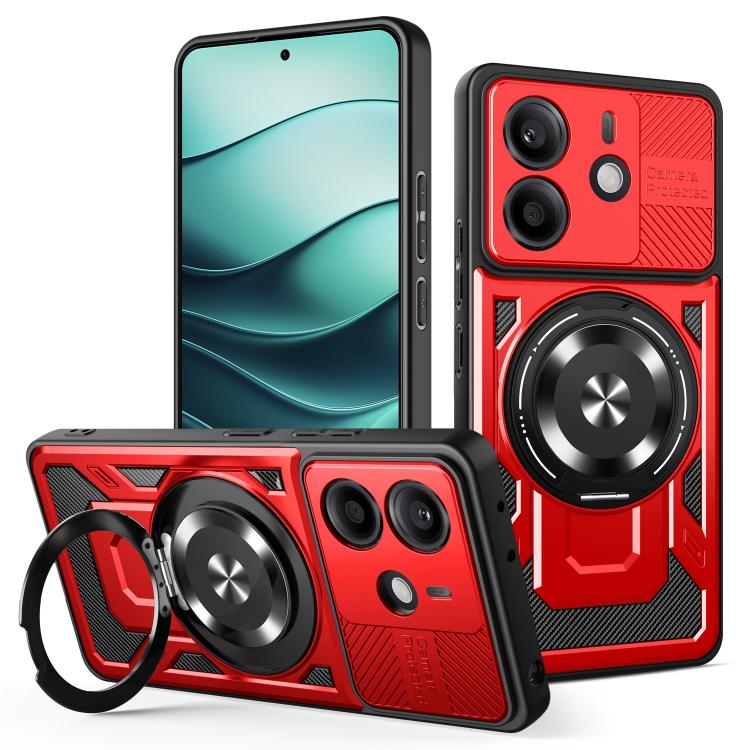 For Redmi Note 14 4G 164.84mm Armor Rotating Holder MagSafe Phone Case