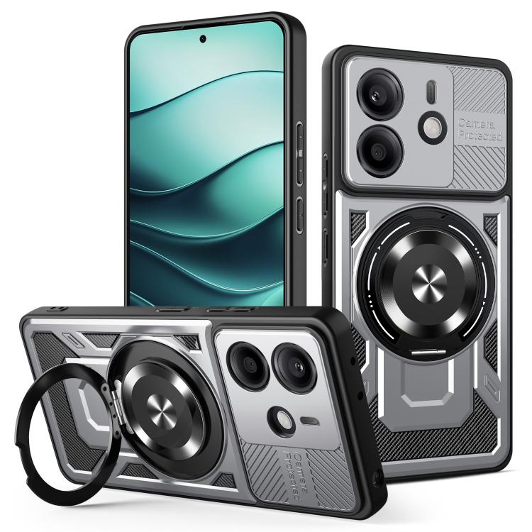 For Redmi Note 14 4G 164.84mm Armor Rotating Holder MagSafe Phone Case