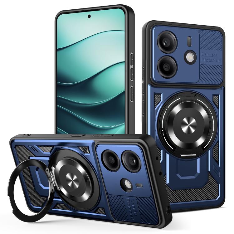 For Redmi Note 14 4G 164.84mm Armor Rotating Holder MagSafe Phone Case