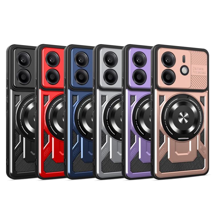 For Redmi Note 14 4G 164.84mm Armor Rotating Holder MagSafe Phone Case
