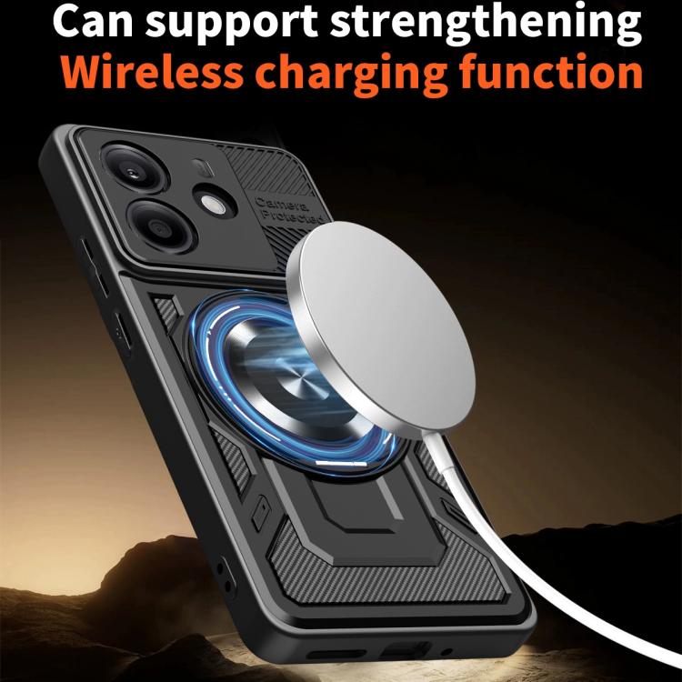 For Redmi Note 14 4G 164.84mm Armor Rotating Holder MagSafe Phone Case