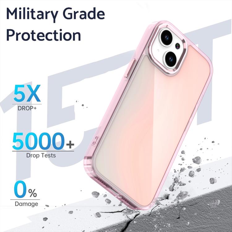 For iPhone 15 Plus Plating Gradient Discolor Phone Case