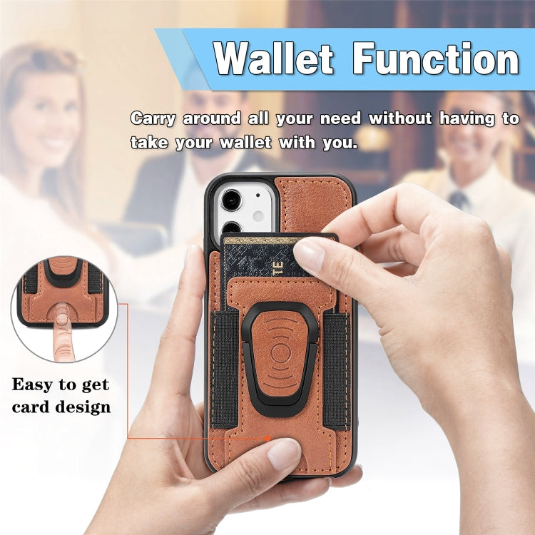 For iPhone 12 mini Magnetic Shockproof PU + TPU Case with Card Slot & Ring Holder
