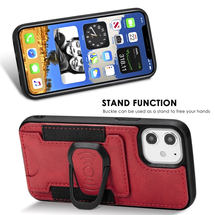 For iPhone 12 mini Magnetic Shockproof PU + TPU Case with Card Slot & Ring Holder