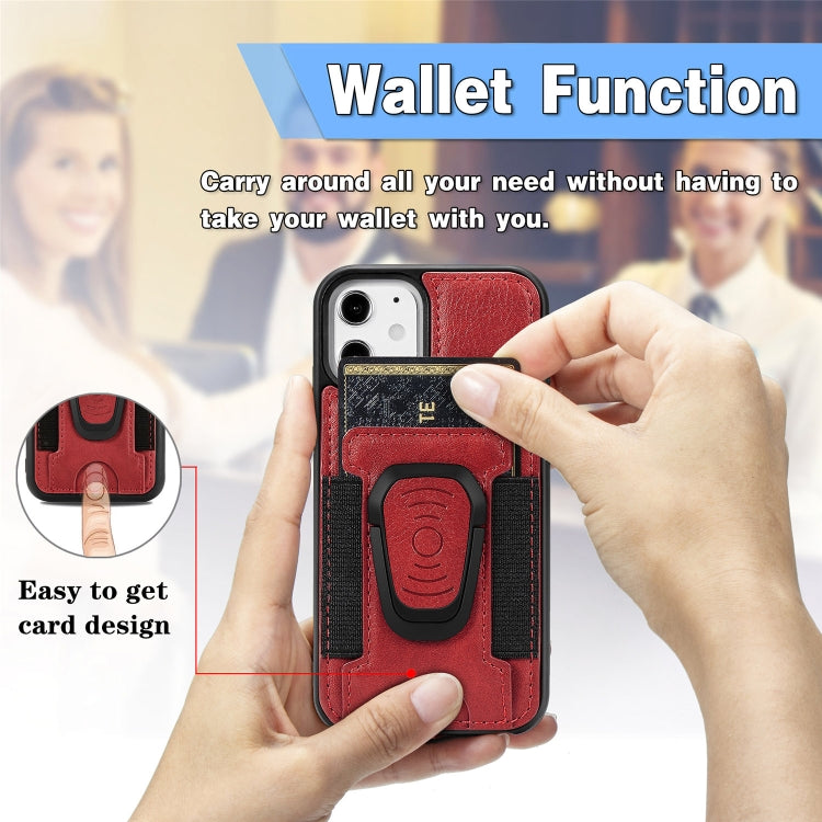 For iPhone 12 mini Magnetic Shockproof PU + TPU Case with Card Slot & Ring Holder