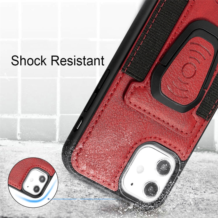 For iPhone 12 mini Magnetic Shockproof PU + TPU Case with Card Slot & Ring Holder
