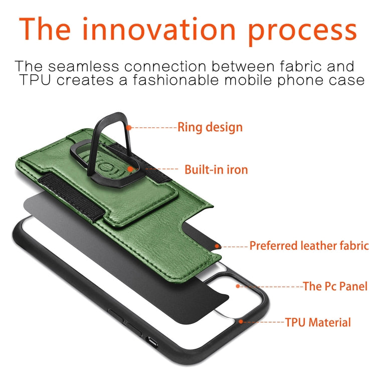 For iPhone 12 mini Magnetic Shockproof PU + TPU Case with Card Slot & Ring Holder