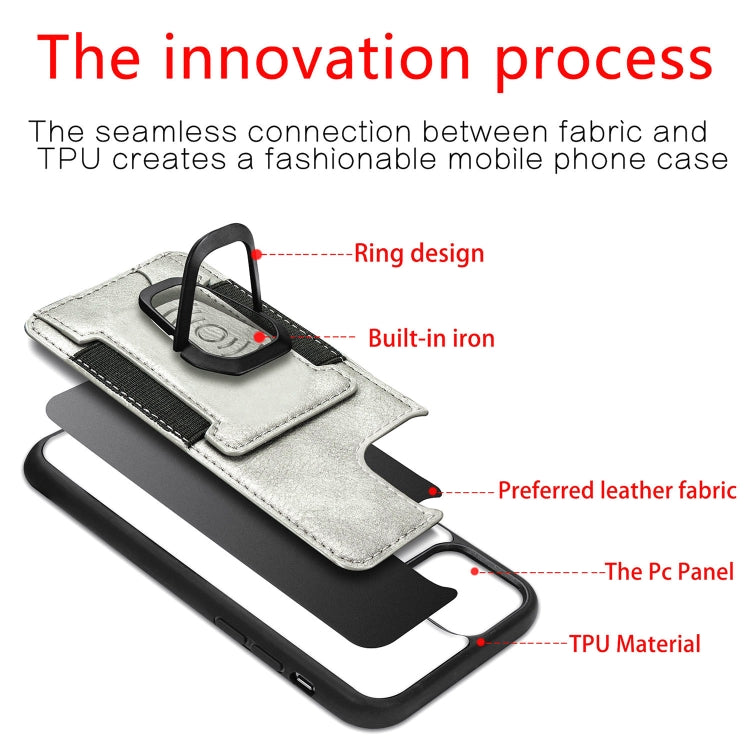 For iPhone 12 mini Magnetic Shockproof PU + TPU Case with Card Slot & Ring Holder
