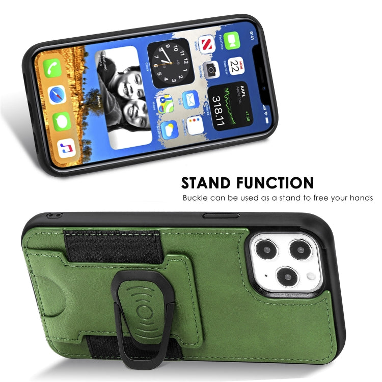 For iPhone 12 / 12 Pro Magnetic Shockproof PU + TPU Case with Card Slot & Ring Holder