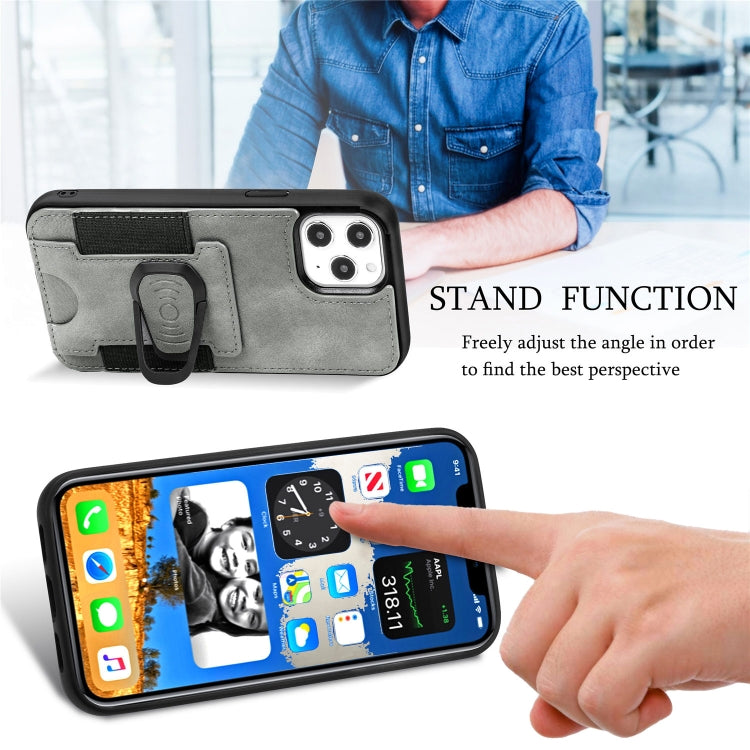 For iPhone 12 / 12 Pro Magnetic Shockproof PU + TPU Case with Card Slot & Ring Holder