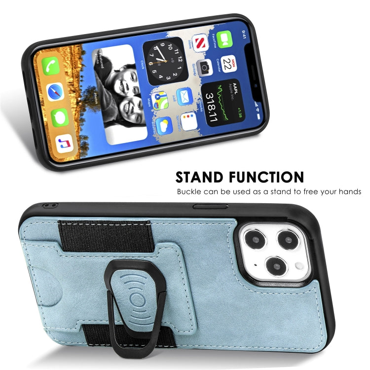 For iPhone 12 / 12 Pro Magnetic Shockproof PU + TPU Case with Card Slot & Ring Holder