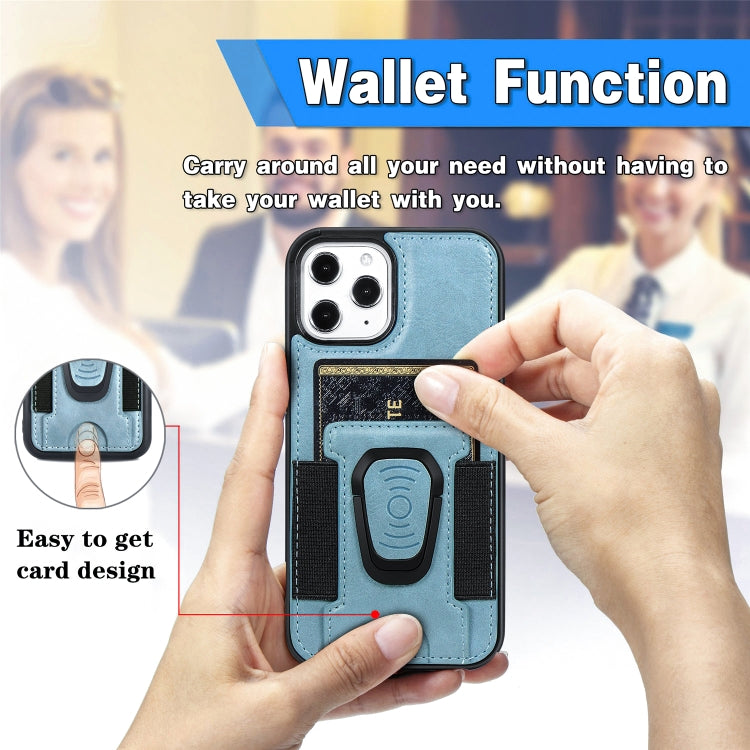 For iPhone 12 / 12 Pro Magnetic Shockproof PU + TPU Case with Card Slot & Ring Holder