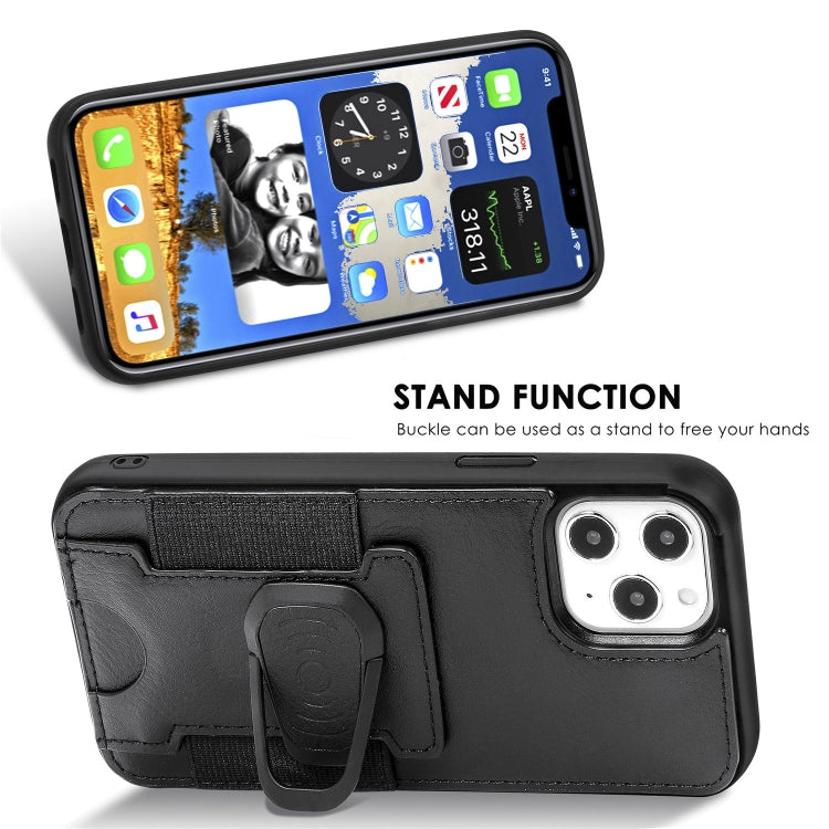 For iPhone 12 Pro Max Magnetic Shockproof PU + TPU Case with Card Slot & Ring Holder