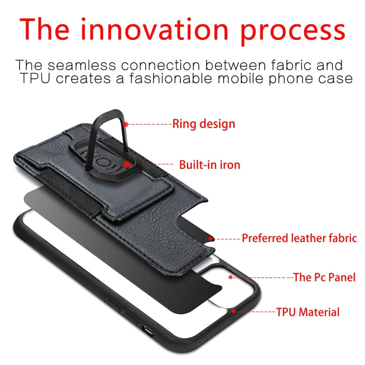 For iPhone 12 Pro Max Magnetic Shockproof PU + TPU Case with Card Slot & Ring Holder