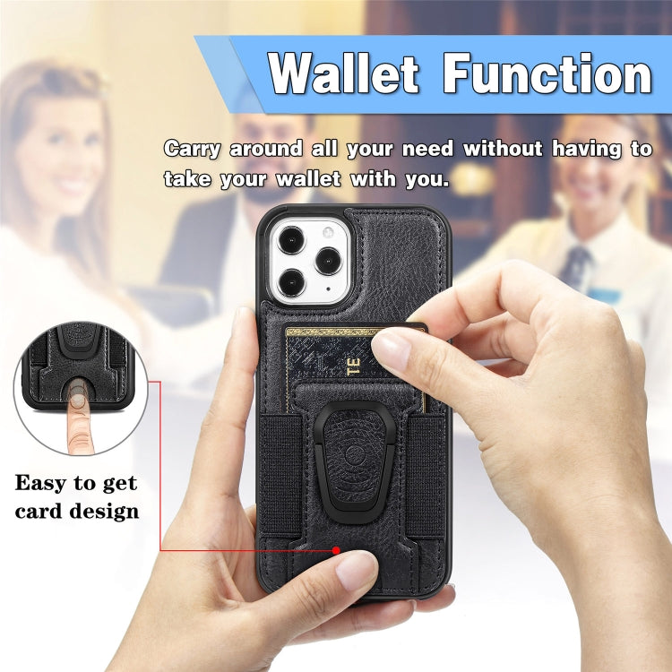 For iPhone 12 Pro Max Magnetic Shockproof PU + TPU Case with Card Slot & Ring Holder