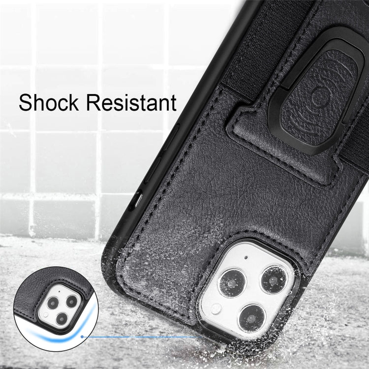 For iPhone 12 Pro Max Magnetic Shockproof PU + TPU Case with Card Slot & Ring Holder