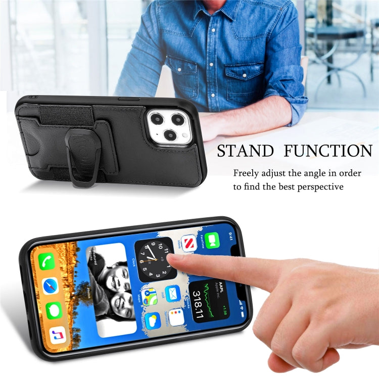 For iPhone 12 Pro Max Magnetic Shockproof PU + TPU Case with Card Slot & Ring Holder