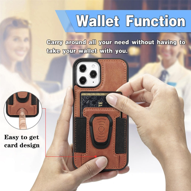 For iPhone 12 Pro Max Magnetic Shockproof PU + TPU Case with Card Slot & Ring Holder