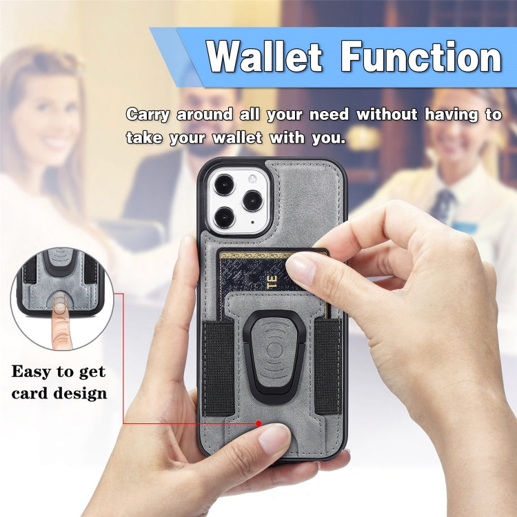 For iPhone 12 Pro Max Magnetic Shockproof PU + TPU Case with Card Slot & Ring Holder