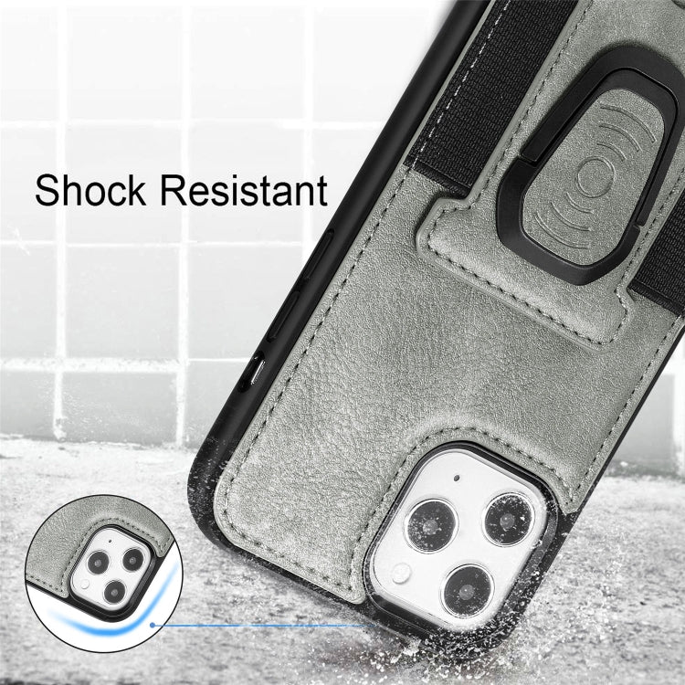 For iPhone 12 Pro Max Magnetic Shockproof PU + TPU Case with Card Slot & Ring Holder