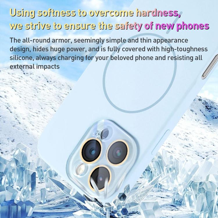 For iPhone 15 Pro Max Thin Circle MagSafe Liquid Silicone Phone Case