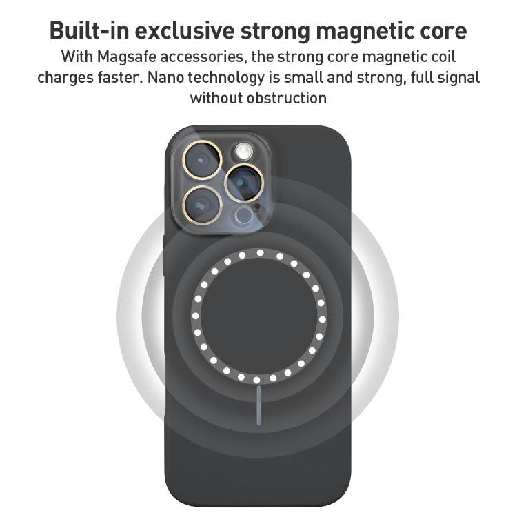 For iPhone 14 Pro Max Thin Circle MagSafe Liquid Silicone Phone Case