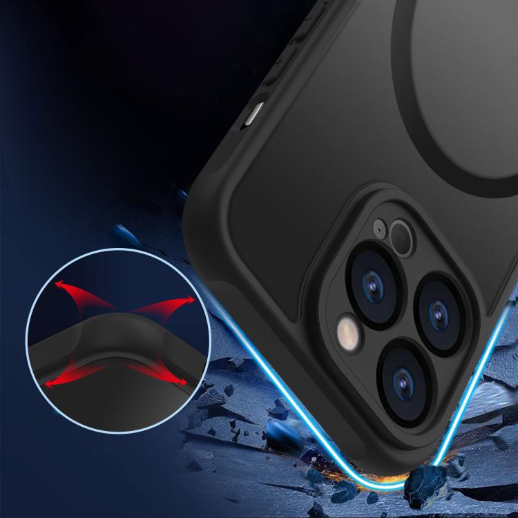 For iPhone 11 Pro Max Four Corners Shockproof MagSafe PC Hybrid TPU Phone Case - Black