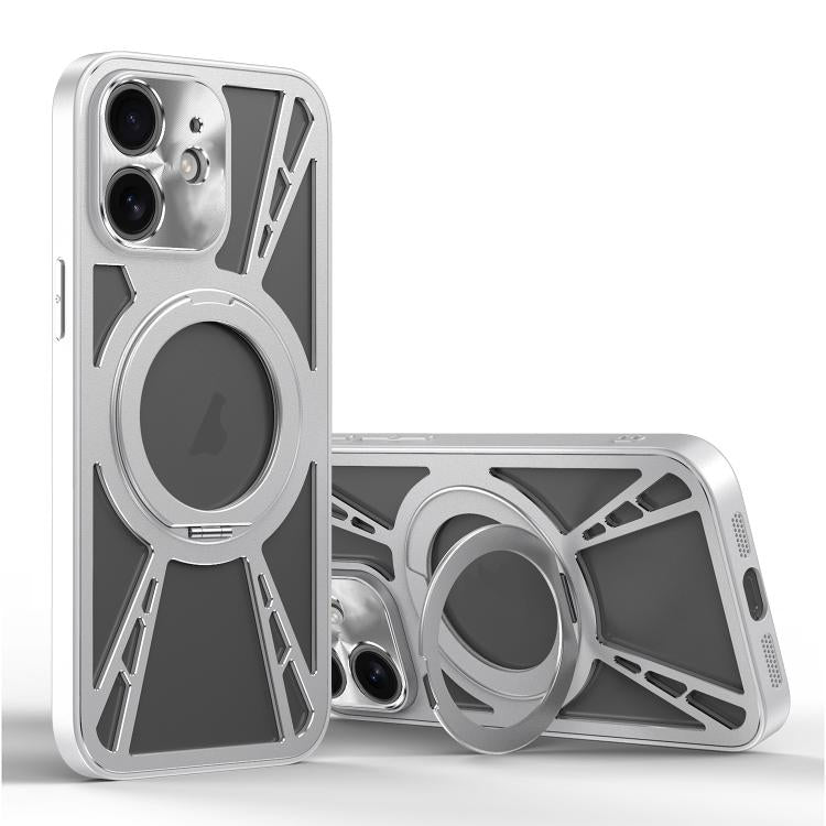 For iPhone 12 Cooling Hollow Metal Holder MagSafe Phone Case