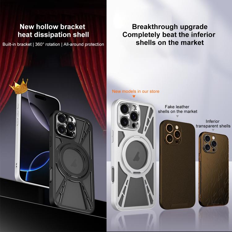 For iPhone 12 Pro Cooling Hollow Metal Holder MagSafe Phone Case