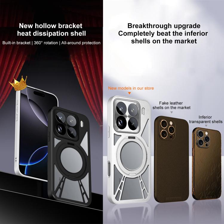 For Xiaomi 15 Cooling Hollow Metal Holder MagSafe Phone Case