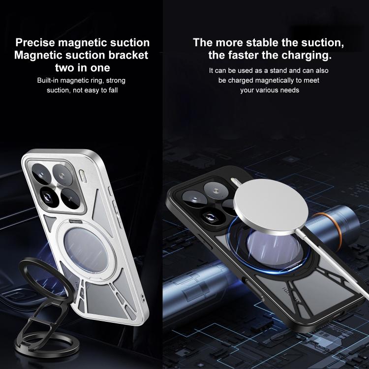 For Xiaomi 15 Cooling Hollow Metal Holder MagSafe Phone Case