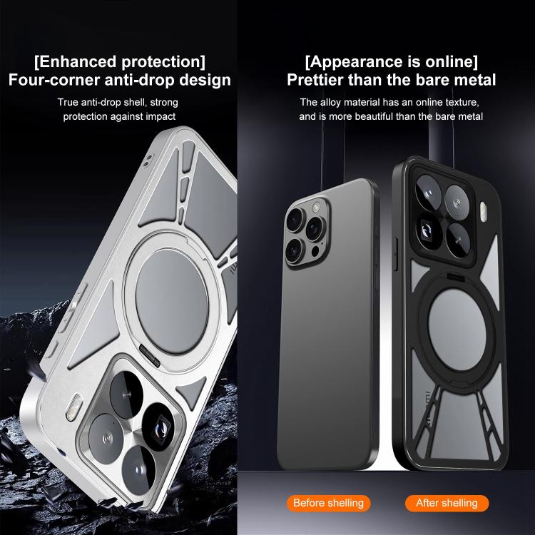 For Xiaomi 15 Cooling Hollow Metal Holder MagSafe Phone Case