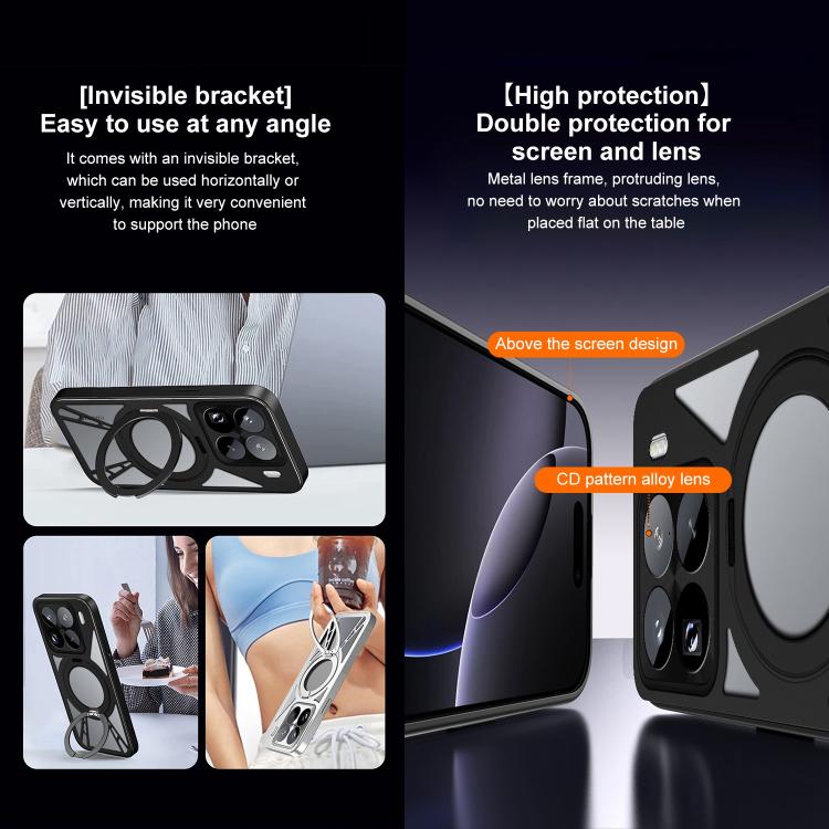 For Xiaomi 15 Pro Cooling Hollow Metal Holder MagSafe Phone Case