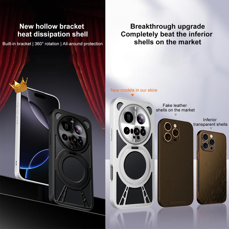 For Xiaomi 15 Ultra Cooling Hollow Metal Holder MagSafe Phone Case