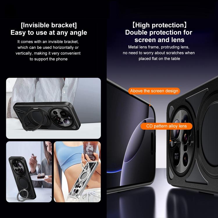 For Xiaomi 15 Ultra Cooling Hollow Metal Holder MagSafe Phone Case