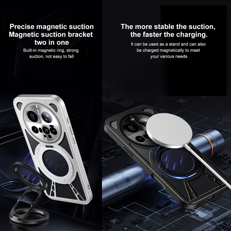 For Xiaomi 15 Ultra Cooling Hollow Metal Holder MagSafe Phone Case