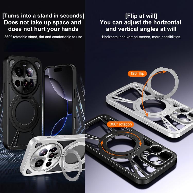 For Xiaomi 15 Ultra Cooling Hollow Metal Holder MagSafe Phone Case
