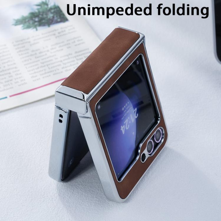 For Samsung Galaxy Z Flip6 5G Electroplated PC Sheepskin Invisible Magnetic MagSafe Folding Phone Case