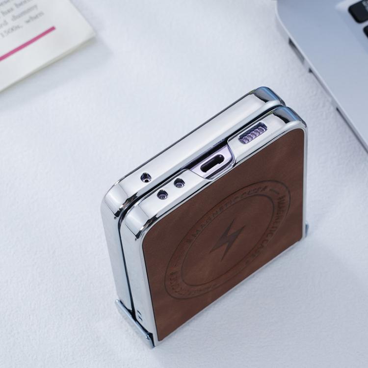 For Samsung Galaxy Z Flip5 5G Electroplated PC Sheepskin Invisible Magnetic MagSafe Folding Phone Case