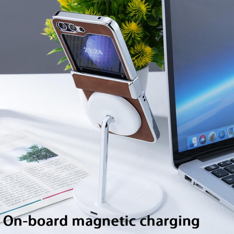 For Samsung Galaxy Z Flip5 5G Electroplated PC Sheepskin Invisible Magnetic MagSafe Folding Phone Case