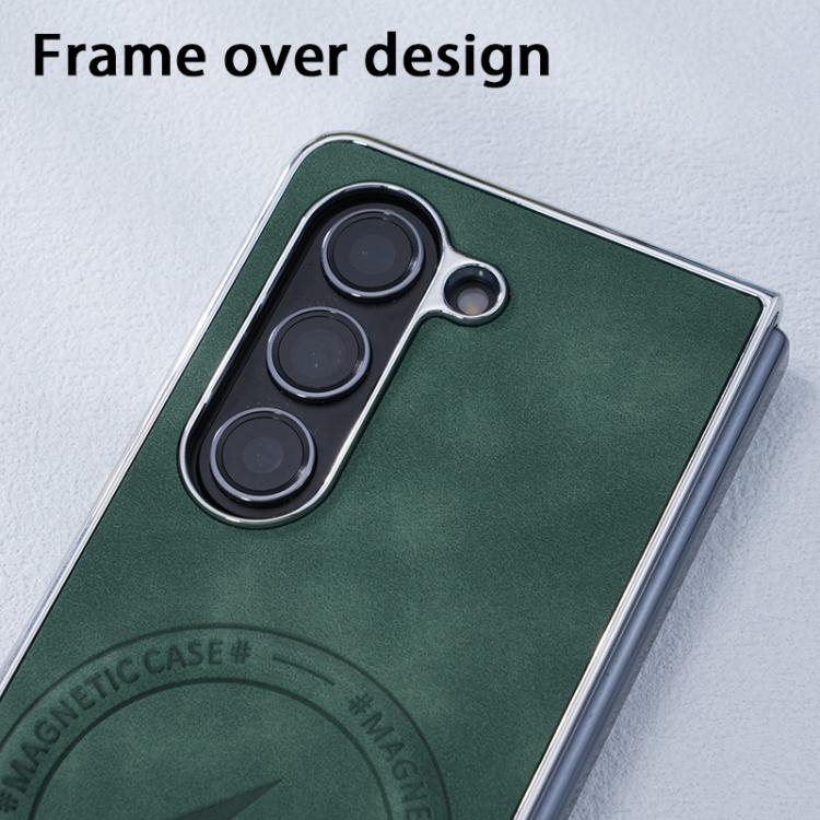 For Samsung Galaxy Z Fold6 5G Electroplated PC Sheepskin Invisible Magnetic MagSafe Folding Phone Case