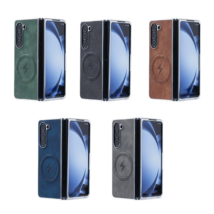 For Samsung Galaxy Z Fold5 5G Electroplated PC Sheepskin Invisible Magnetic MagSafe Folding Phone Case
