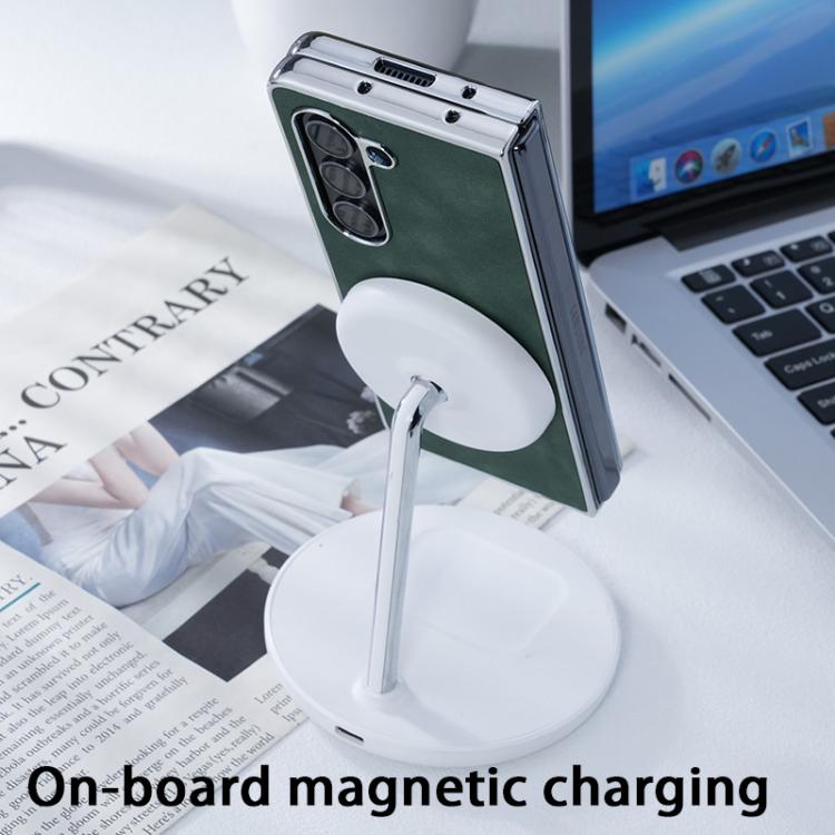For Samsung Galaxy Z Fold5 5G Electroplated PC Sheepskin Invisible Magnetic MagSafe Folding Phone Case